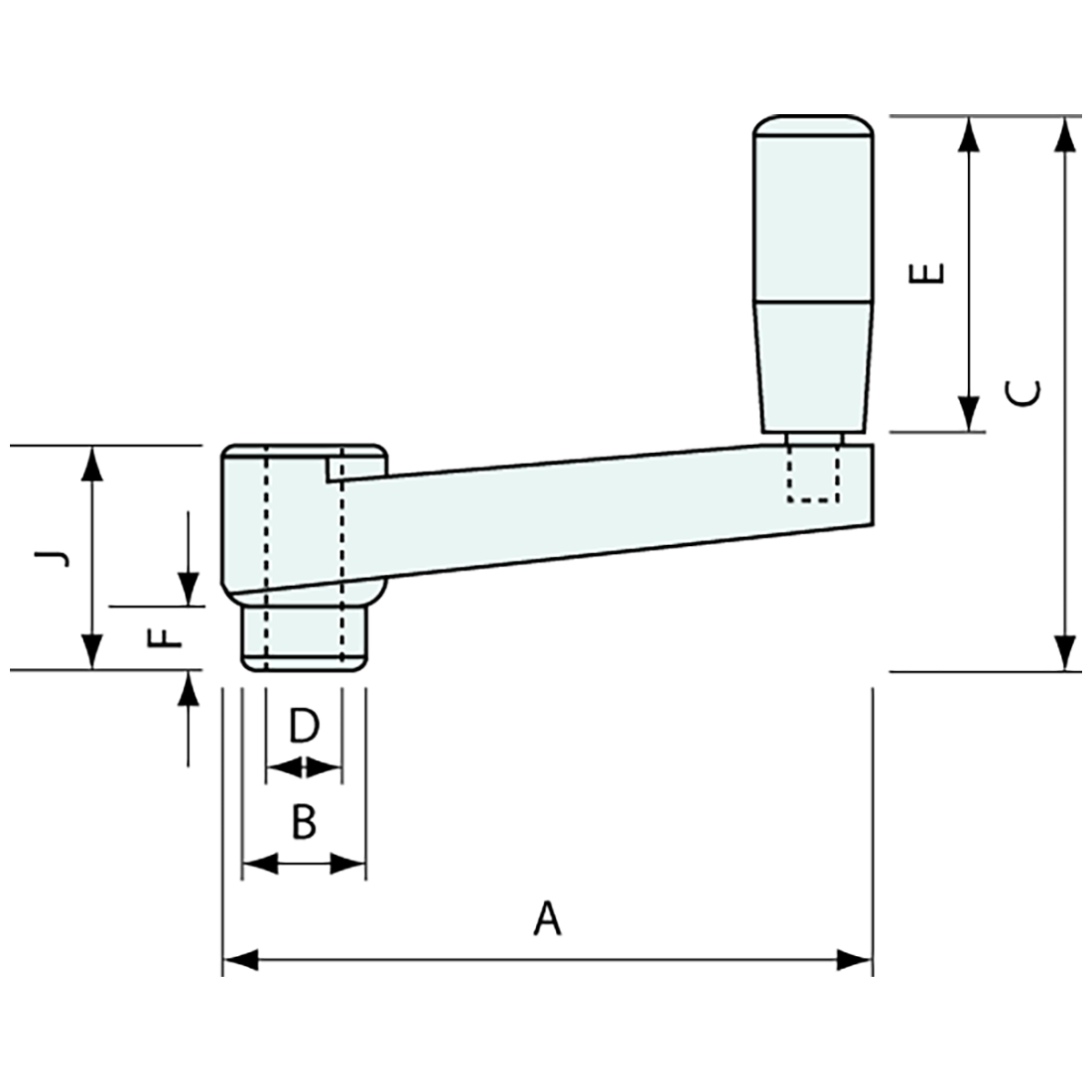 Crank Handle and Revolving Grip Black 162mm